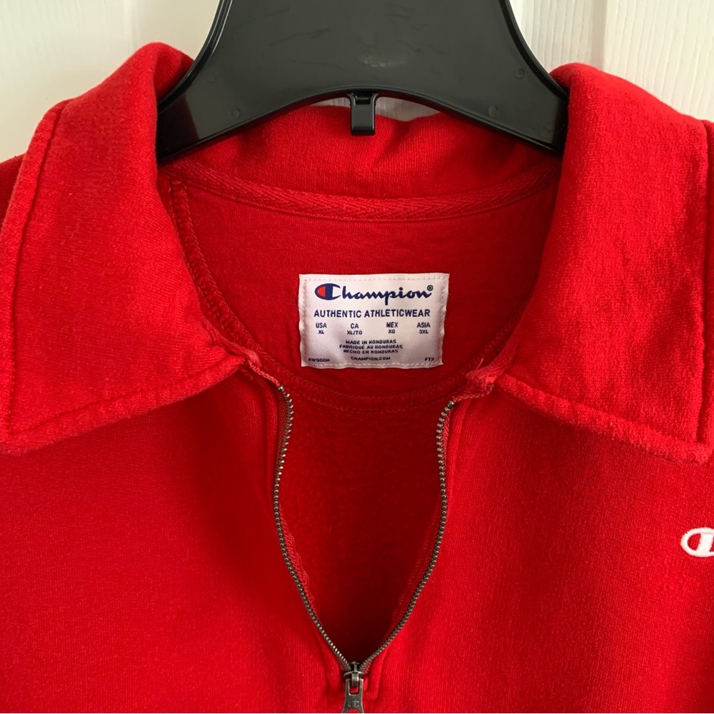 Champion Red Half-Zip Pullover Sweatshirt - Picture 2 of 9